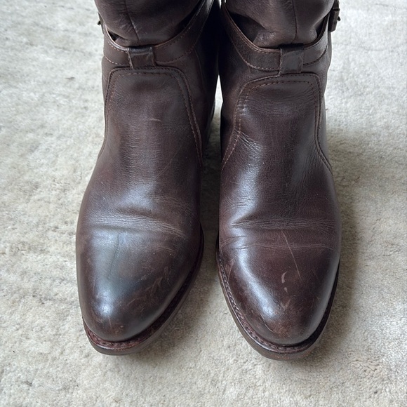Frye Dorado Tall Brown Buckle Riding Boots - Picture 12 of 16